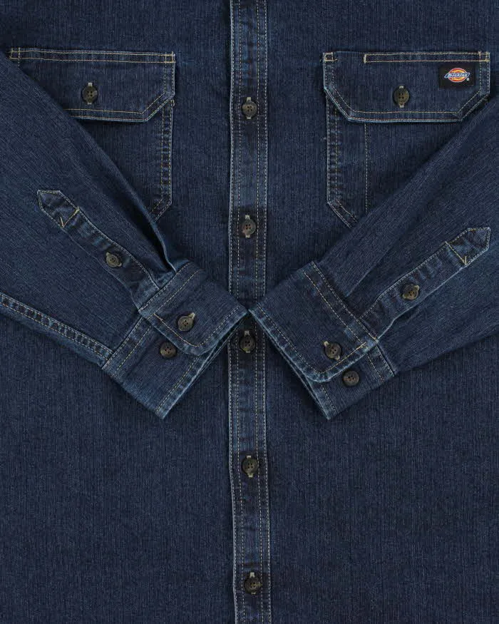 Vintage Dickies Dark Wash Denim Heavyweight Relaxed Fit Long Sleeve Workwear Shirt - XL sold by Rokit product image thumbnail 4