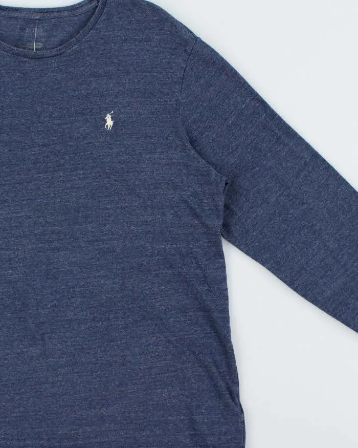 Vintage Polo Ralph Lauren Blue Marl Crewneck Long Sleeve T-Shirt - XL sold by Rokit product image thumbnail 3