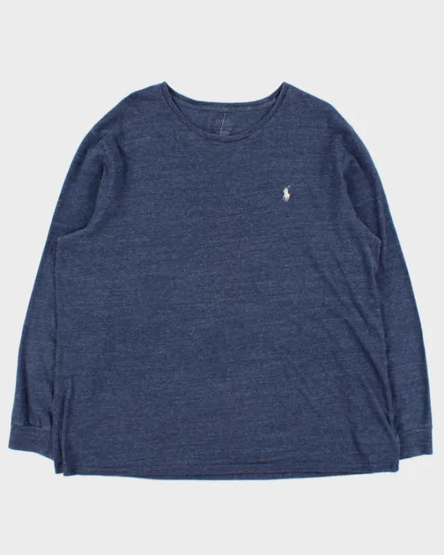 Vintage Polo Ralph Lauren Blue Marl Crewneck Long Sleeve T-Shirt - XL made by Ralph Lauren