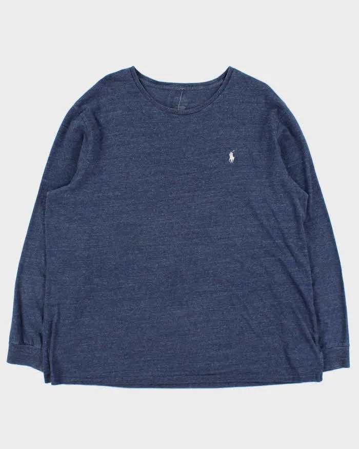 Vintage Polo Ralph Lauren Blue Marl Crewneck Long Sleeve T-Shirt - XL sold by Rokit