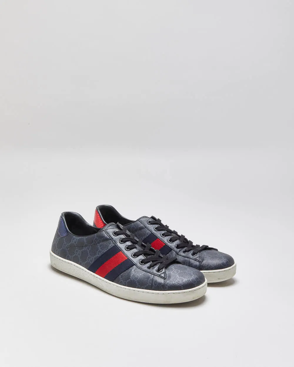 2022 Gucci Ace Leather Monogram Supreme Python Web Low Trainers - UK9.5 sold by Rokit