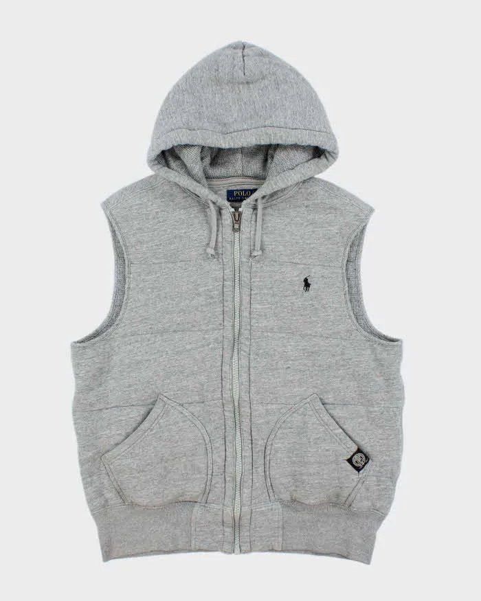 Vintage Ralph Lauren Polo Club Ath Div. Marl Heavyweight Ribbed Gilet Hoodie - L sold by Rokit