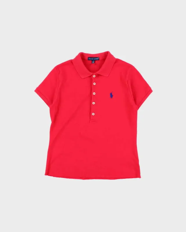 Vintage Y2K 00s Ralph Lauren Women's Exposed Hem Short Sleeve Polo Shirt - S made by Ralph Lauren