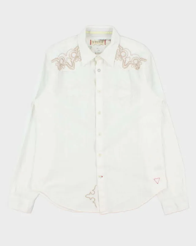Vintage Y2K 00s Guess Striped Embroidered Long Sleeve Western Shirt - L made by Guess
