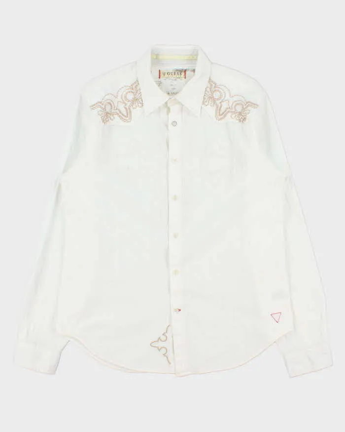 Vintage Y2K 00s Guess Striped Embroidered Long Sleeve Western Shirt - L sold by Rokit