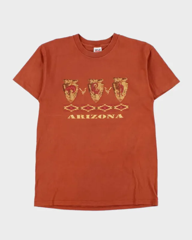 Vintage 1990s Arizona Terracotta Heavyweight Anvil Made In USA Single Stitch Crewneck T-Shirt - L made by Rokit
