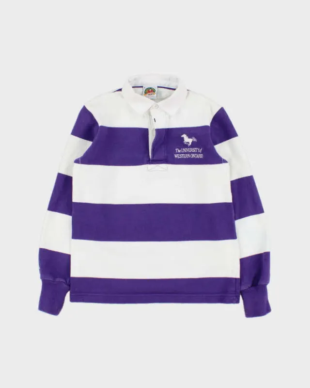 Vintage Y2K 00s Barbarian University Of Western Ontario Women's Long Sleeve Rugby Shirt - S made by Rokit