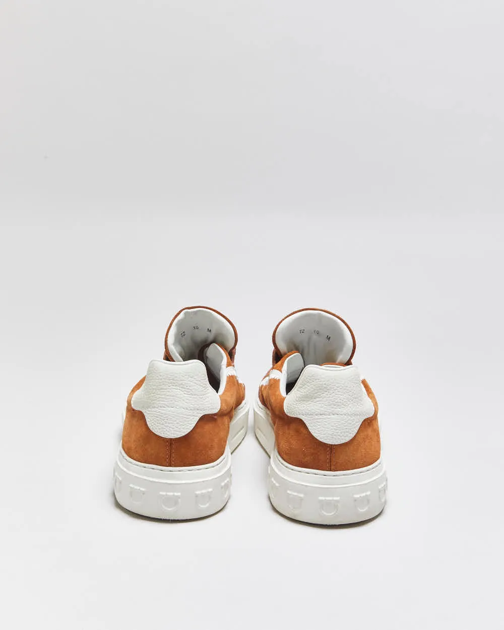 2024 Salvatore Ferragamo Gancini Borg Tan Suede Leather Low Trainers - UK10 sold by Rokit product image thumbnail 4