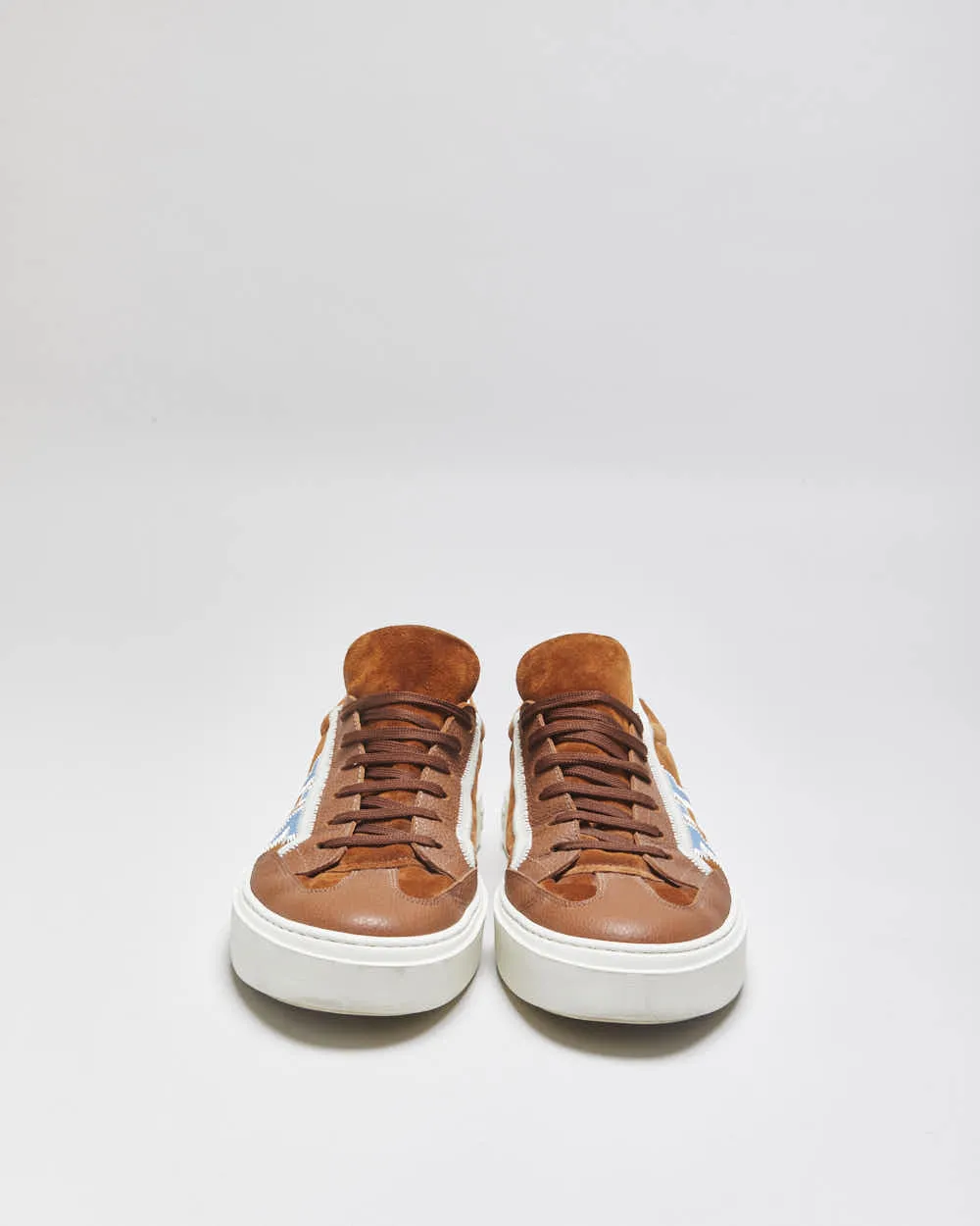 2024 Salvatore Ferragamo Gancini Borg Tan Suede Leather Low Trainers - UK10 sold by Rokit product image thumbnail 3