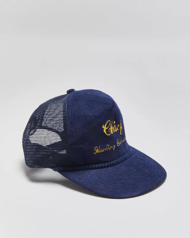 Vintage 1990s Chief AJM Headline Embroidered Chief Corduroy Trucker Hat - OS made by Rokit