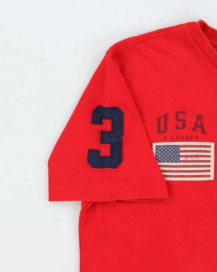 Vintage Y2K 00s Polo Ralph Lauren USA Large Pony 3 Heavyweight Crewneck T-Shirt - S sold by Rokit product image thumbnail 4