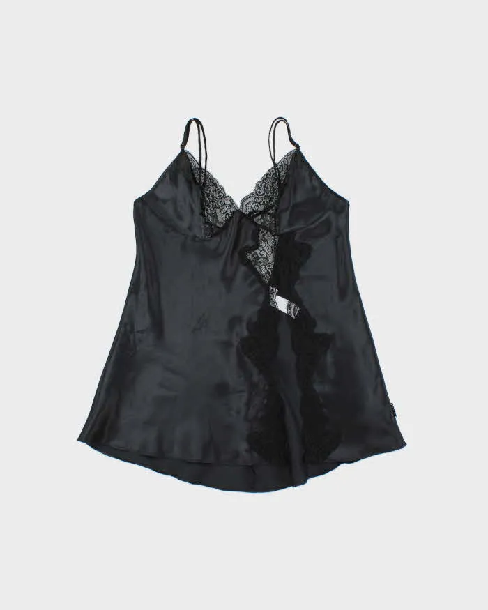 Vintage Y2k 2000s La Senza Tie Back Lace Split Front Cami - S sold by Rokit