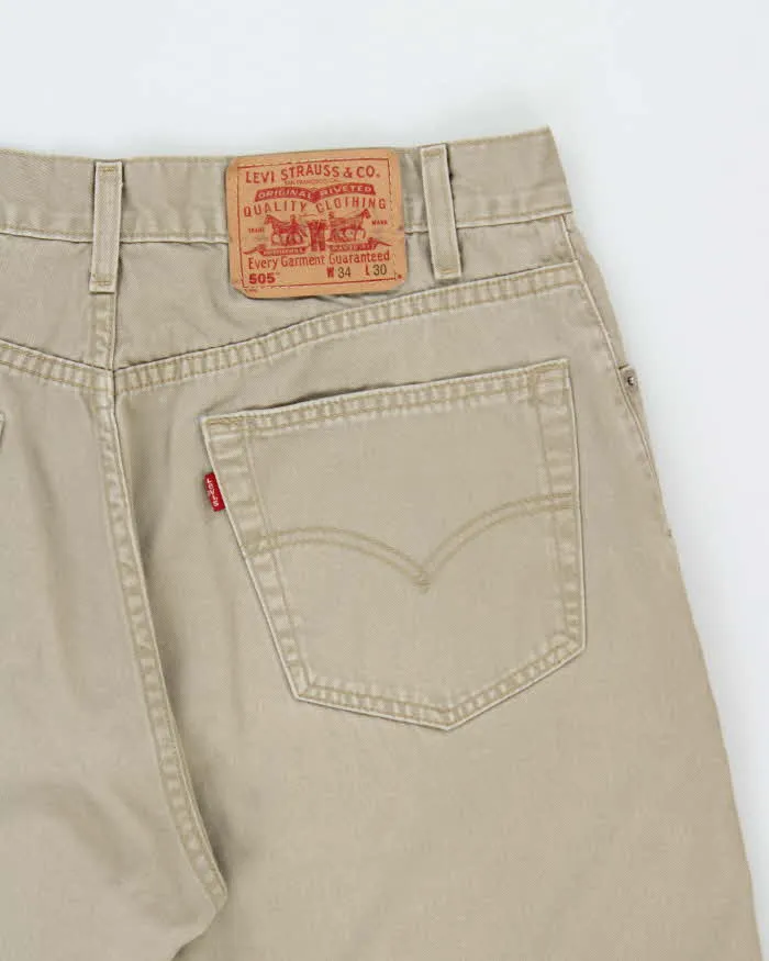 Vintage Y2K 00s Levi's 505 Batwing Khaki Regular Fit Straight Leg Denim Jeans - W33 L28 sold by Rokit product image thumbnail 4