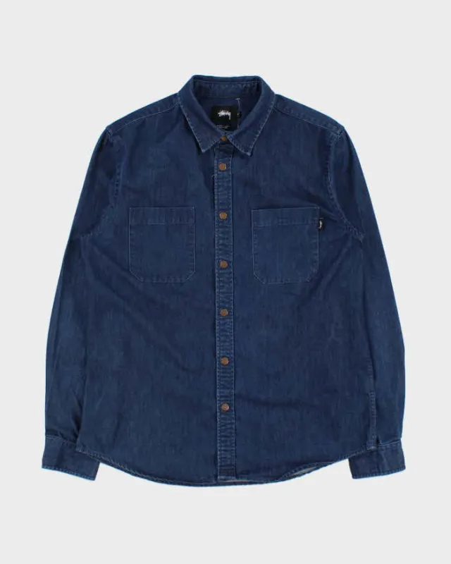 Vintage Stussy Denim Long Sleeve Snap Button Shirt - M made by Stussy