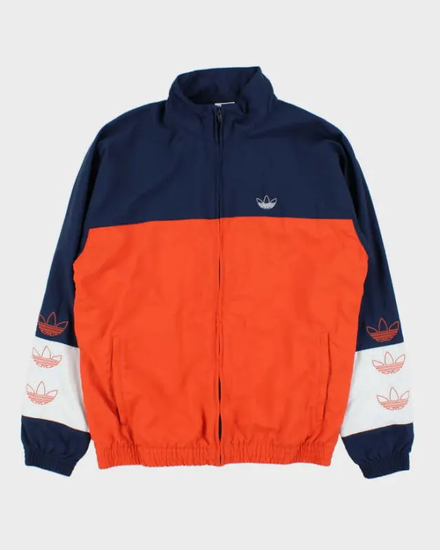 Vintage Adidas Originals Embroidered Trefoil Striped Windbreaker Jacket - M made by Adidas