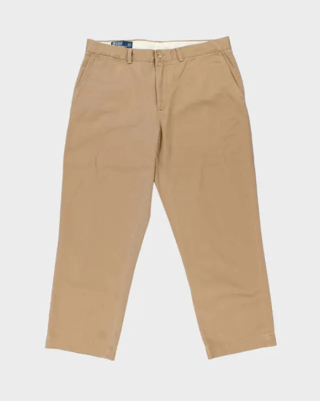 Vintage Y2K 00s Polo Ralph Lauren 'Preston Pant' Tan Relaxed Fit Chino Trousers - W38 L30 made by Ralph Lauren
