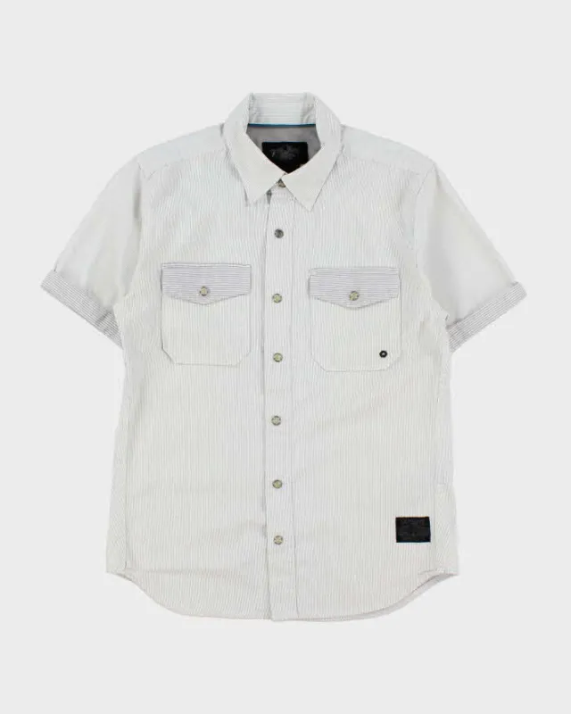 Vintage Harley Davidson Striped Pearl Snap Button Short Sleeve Biker Shirt - M made by Harley-Davidson