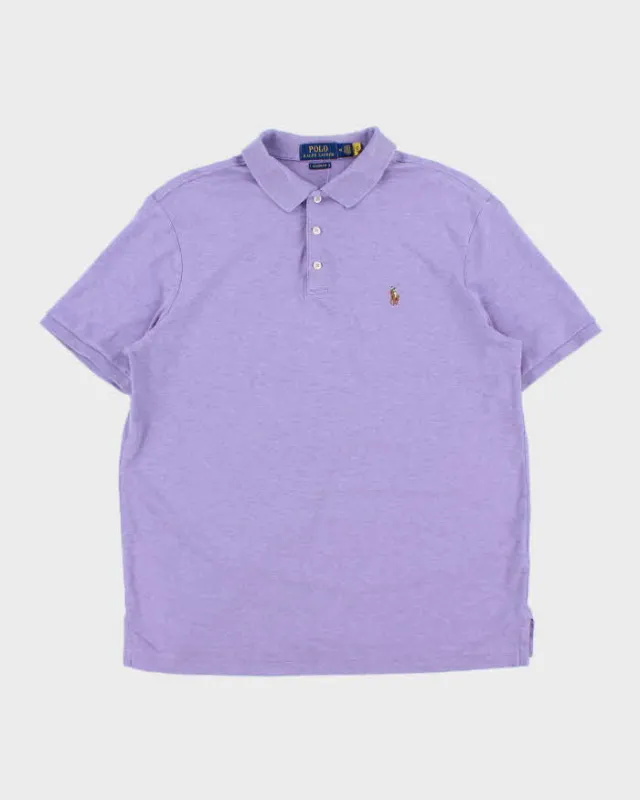 Vintage Polo Ralph Lauren Lavender Marl Custom Classic Fit Short Sleeve Polo Shirt - M made by Ralph Lauren