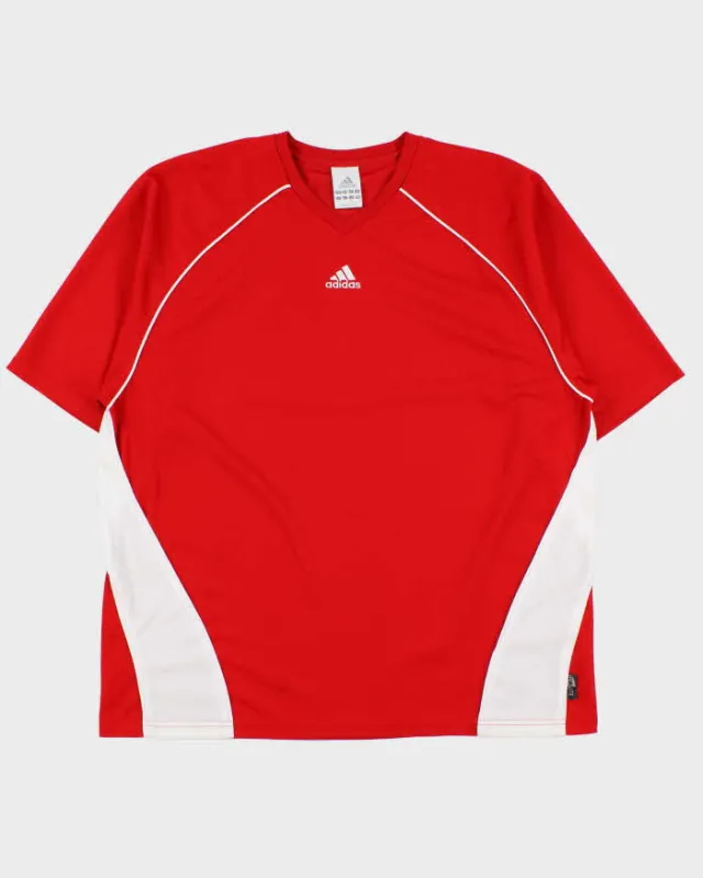 Vintage Y2K 00s Adidas ClimaLite Embroidered Poly V-Neck T-Shirt - L made by Adidas