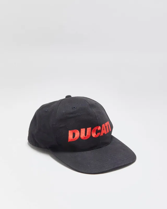 Vintage Y2K 00s Ducati Embroidered Flat Bill Embroidered Canvas Snapback Baseball Cap - OS made by Rokit
