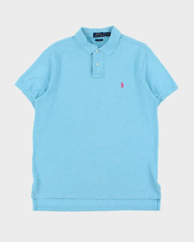 Vintage Polo Ralph Lauren Aqua Marl Custom Fit Short Sleeve Polo Shirt - L made by Ralph Lauren