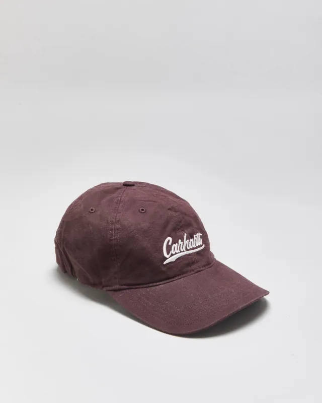 Vintage Carhartt Maroon Canvas Embroidered Script Baseball Cap - OS made by Carhartt