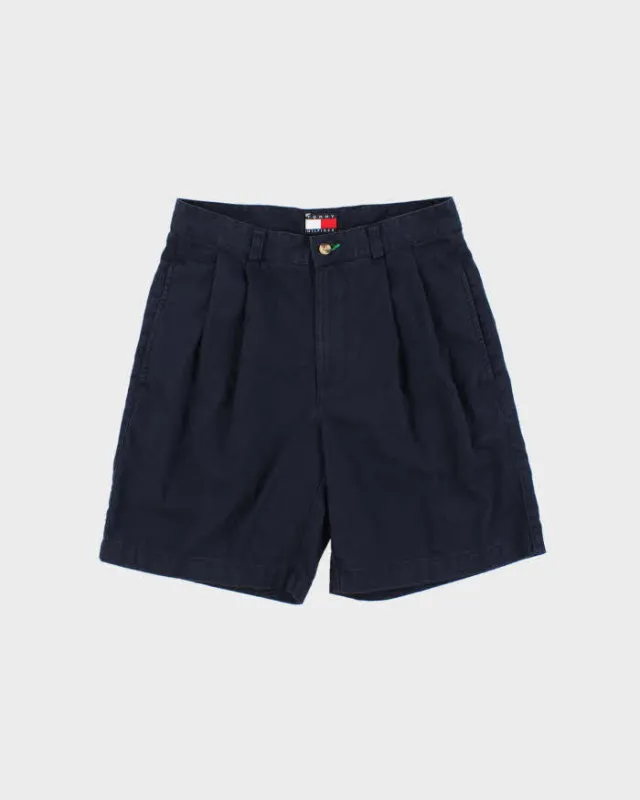 Vintage Y2K 00s Tommy Hilfiger Navy 8" Double Pleated Chino Bermuda Shorts - W29 made by Tommy Hilfiger