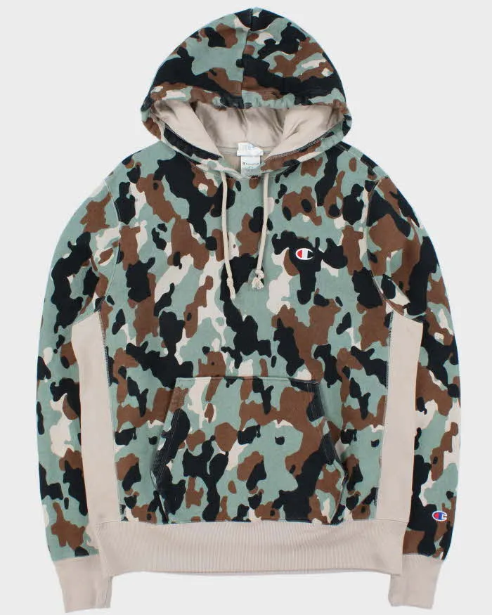 Vintage Champion Reverse Weave Woodland Camo Heavyweight Pullover Hoodie - L sold by Rokit