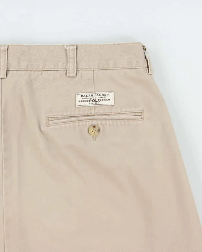 Vintage Y2K 00s Polo Ralph Lauren 'Andrew' Khaki Double Pleated Classic Chino Bermuda Shorts - W34 sold by Rokit product image thumbnail 4