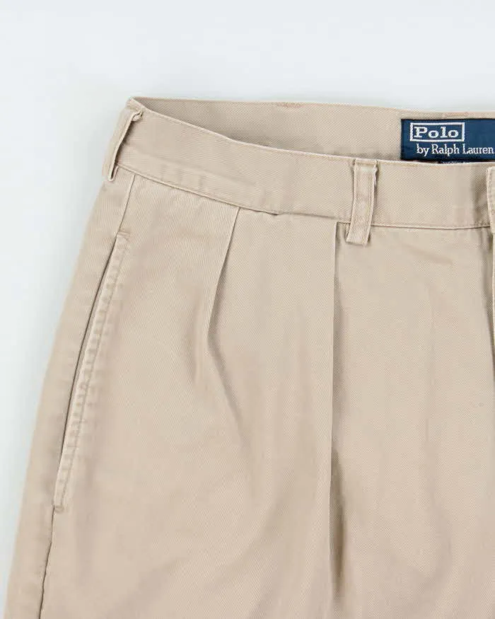 Vintage Y2K 00s Polo Ralph Lauren 'Andrew' Khaki Double Pleated Classic Chino Bermuda Shorts - W34 sold by Rokit product image thumbnail 3