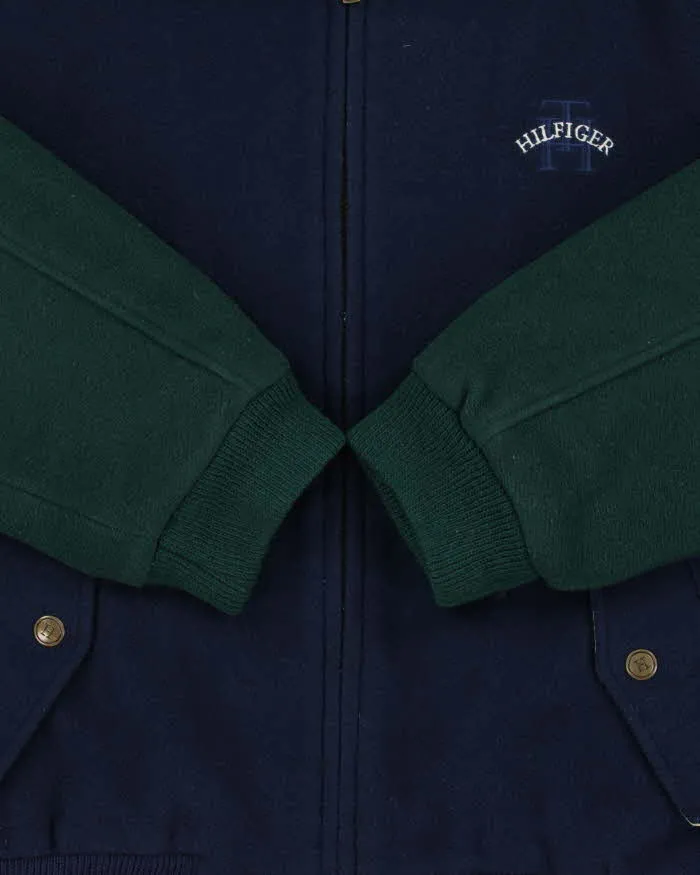 Vintage 1990s Tommy Hilfiger Wool Blend Colour Block Quilt Lined Leather Collar Bomber Jacket - S sold by Rokit product image thumbnail 4