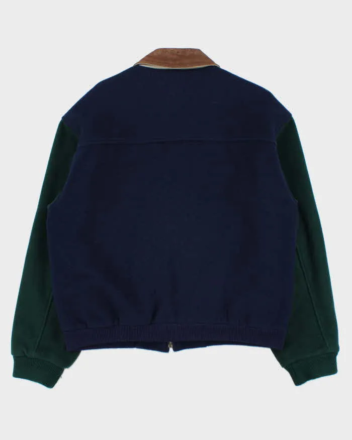 Vintage 1990s Tommy Hilfiger Wool Blend Colour Block Quilt Lined Leather Collar Bomber Jacket - S sold by Rokit product image thumbnail 2