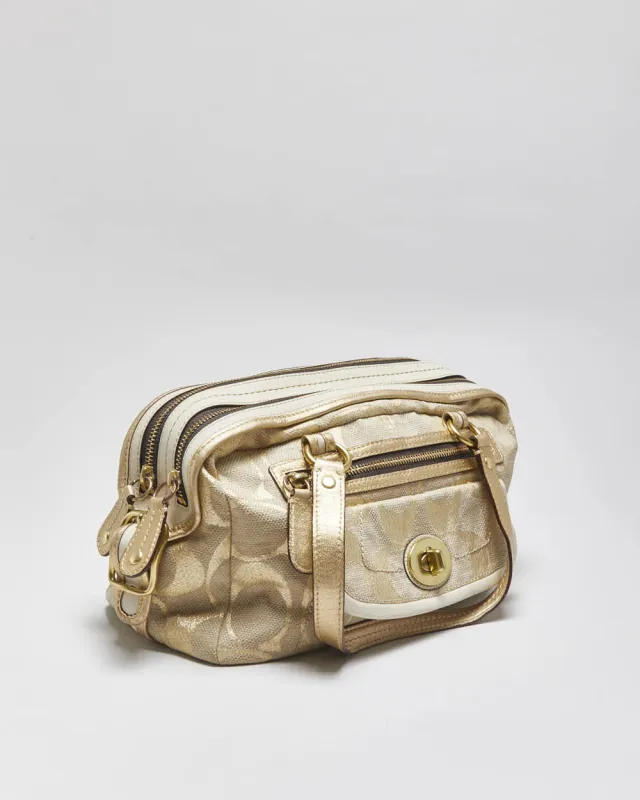 Vintage Y2k 2000s Coach Bonnie Linen Lurex Handbag made by Coach