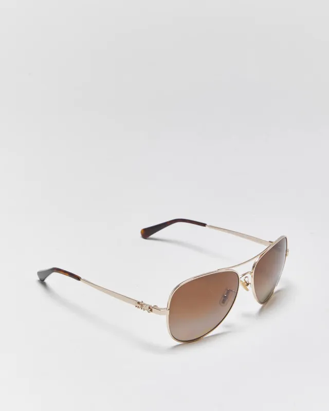 Vintage Y2k 2000s Coach Light Gold Aviator Sunglasses made by Coach