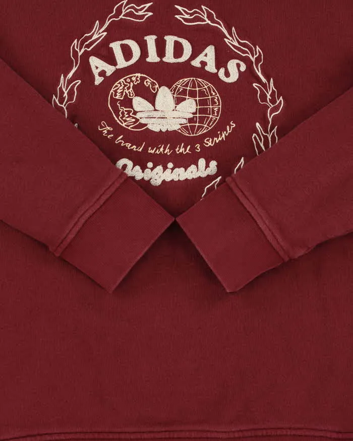 Vintage Adidas Originals Shadow Red Embroidered Collegiate Logo Heavyweight Crewneck Sweatshirt - S sold by Rokit product image thumbnail 4