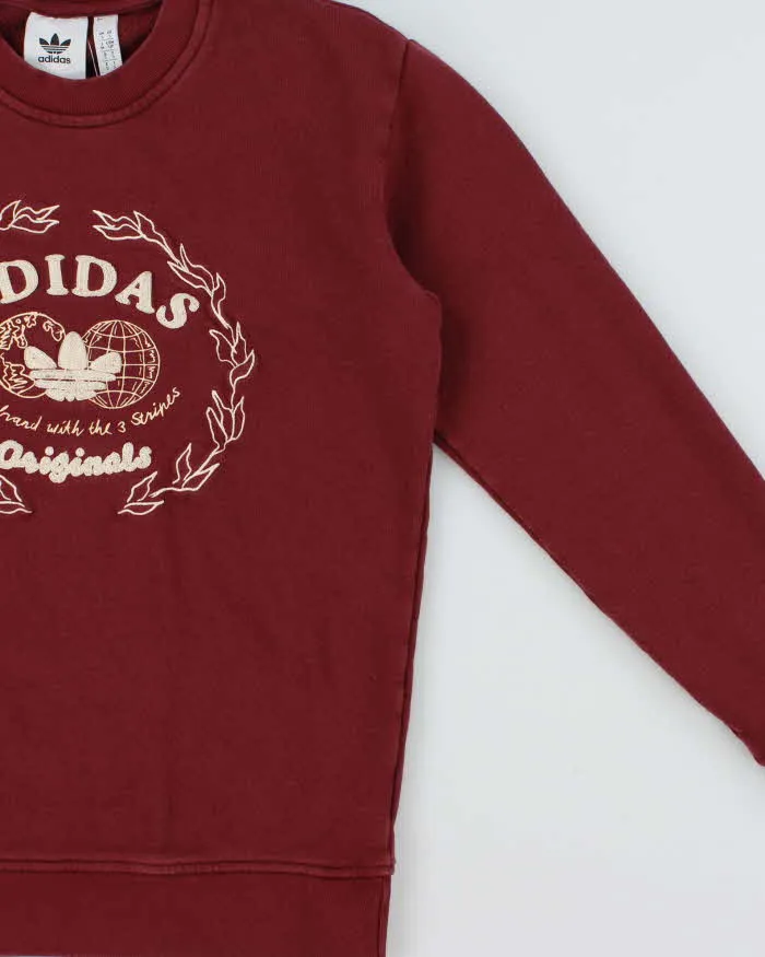 Vintage Adidas Originals Shadow Red Embroidered Collegiate Logo Heavyweight Crewneck Sweatshirt - S sold by Rokit product image thumbnail 3