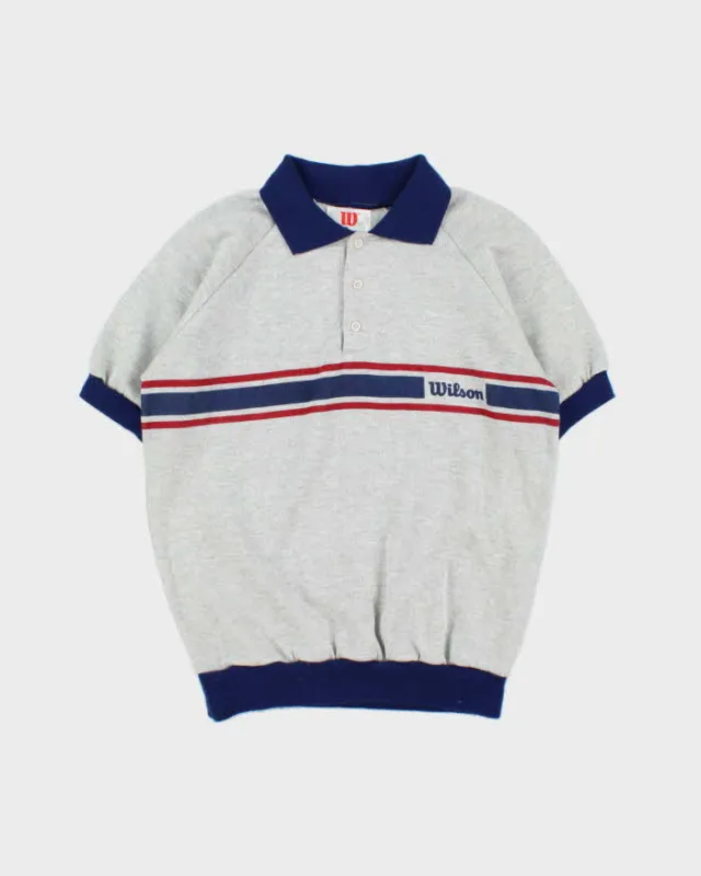 Vintage 1970s Wilson Marl Striped Short Sleeve Collared Sweatshirt - M made by Wilson