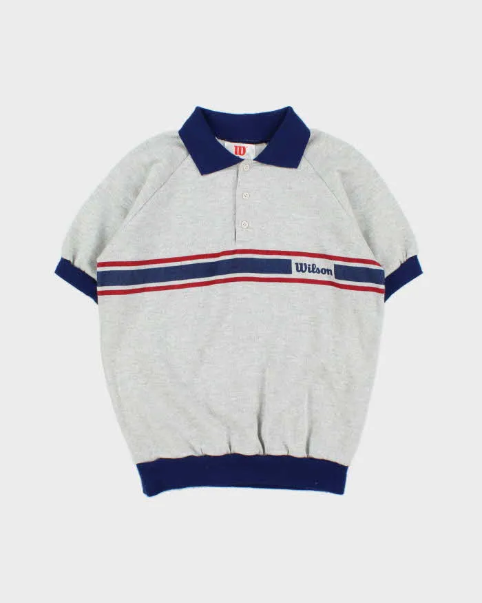 Vintage 1970s Wilson Marl Striped Short Sleeve Collared Sweatshirt - M sold by Rokit