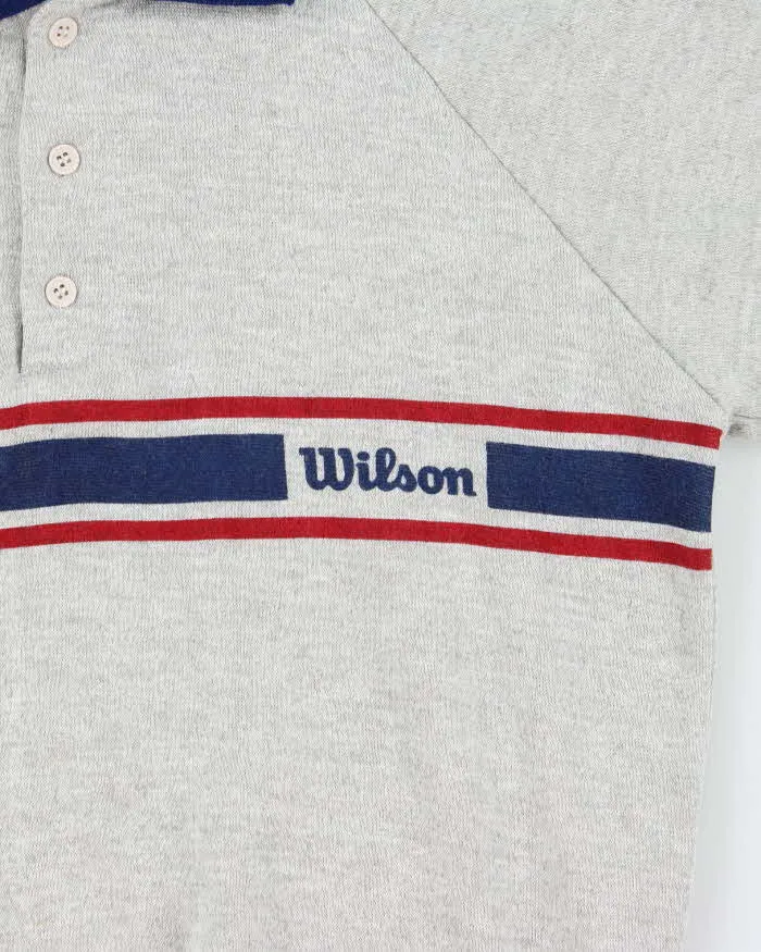 Vintage 1970s Wilson Marl Striped Short Sleeve Collared Sweatshirt - M sold by Rokit product image thumbnail 4