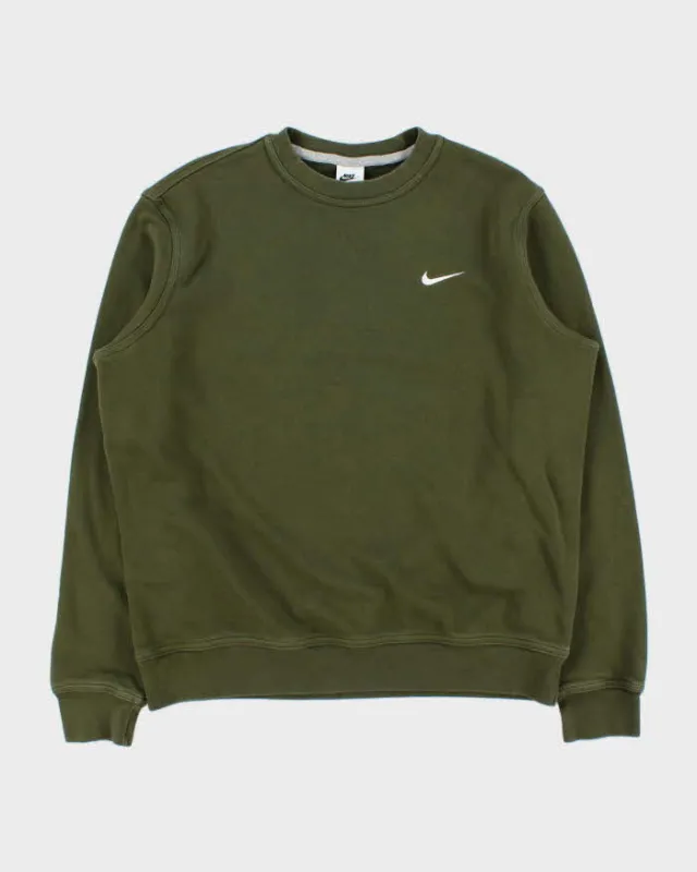 Vintage Nike Khaki Swoosh Heavyweight Crewneck Sweatshirt - L made by Nike