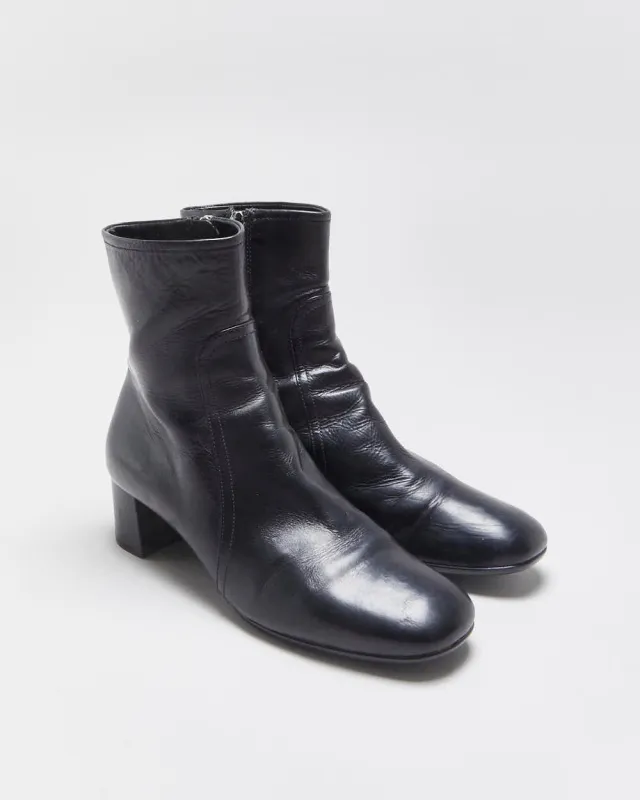 Vintage Y2K 00s Prada Women's Leather Low Heel Ankle Boots - UK3.5 made by Prada