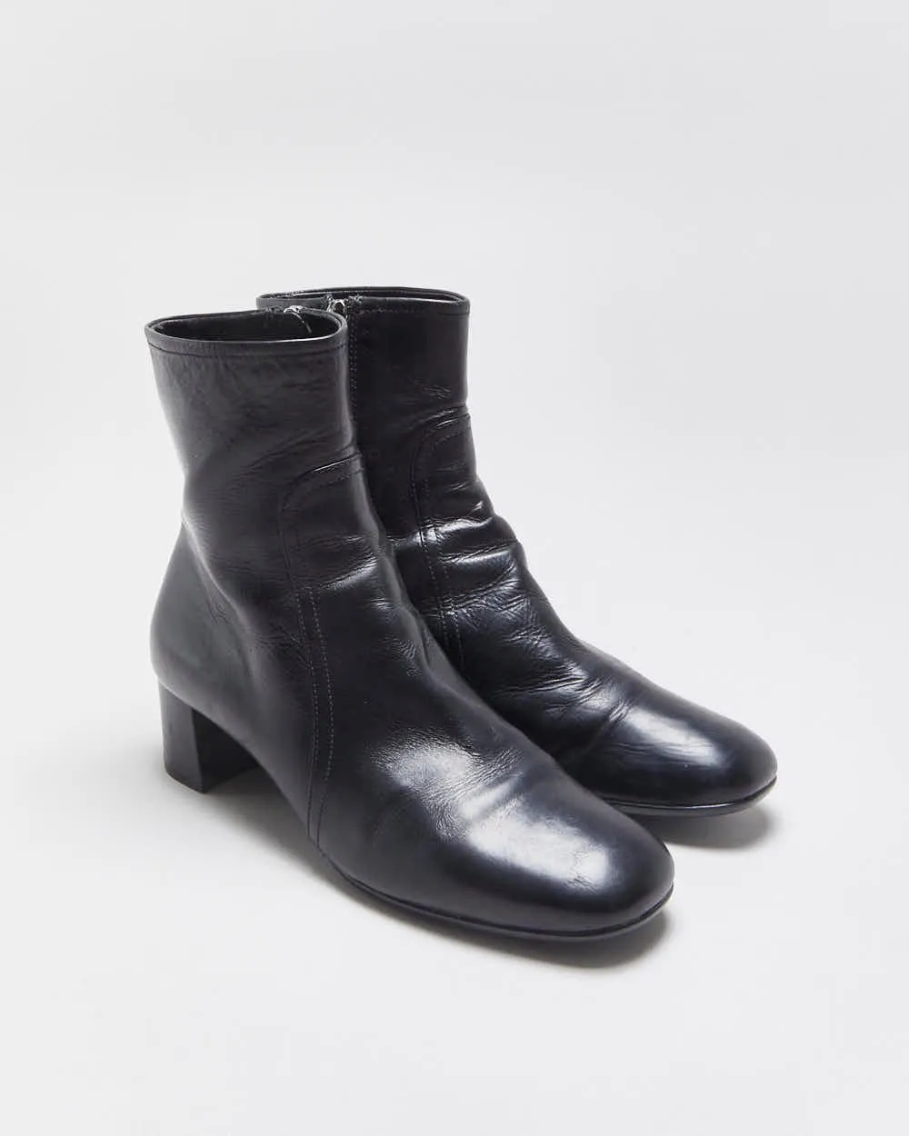 Vintage Y2K 00s Prada Women's Leather Low Heel Ankle Boots - UK3.5 sold by Rokit