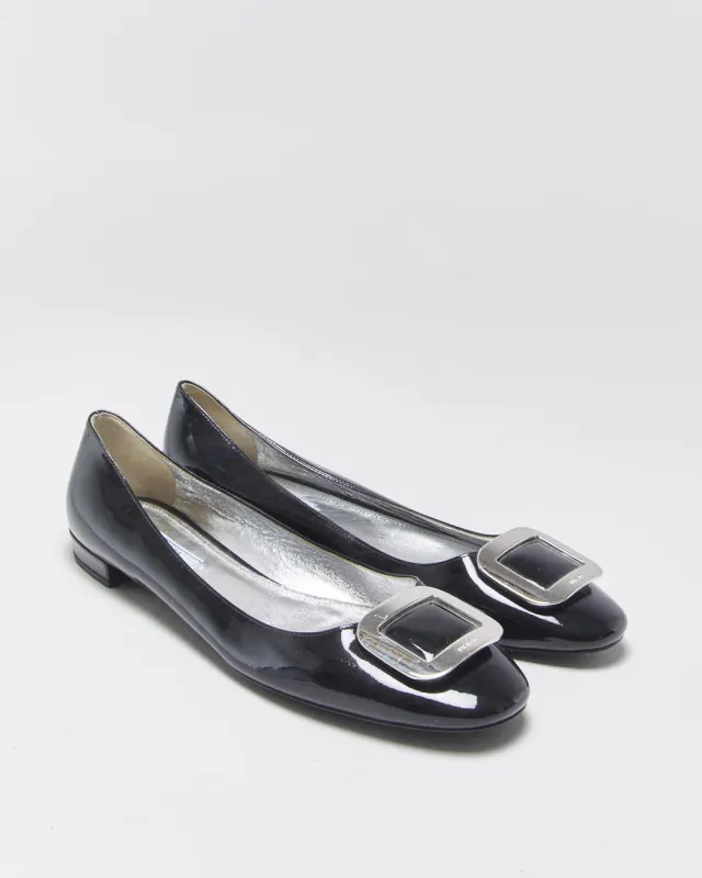 Vintage Prada Patent Leather Chunky Buckle Ballet Flats - UK8 made by Prada