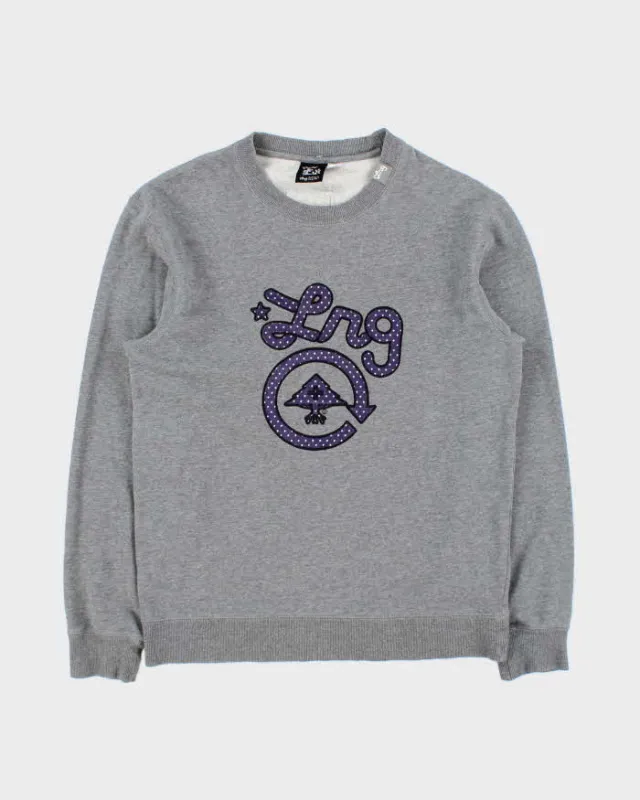 Vintage Y2K 00s LRG Clothing Equipment Marl Grey Embroidered Crewneck Sweatshirt - S made by Rokit