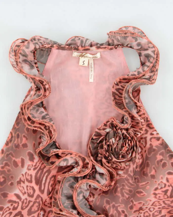 Vintage Y2k 2000s Marineblu Leopard Print Ruffle Shirred Waist Top - S sold by Rokit product image thumbnail 5