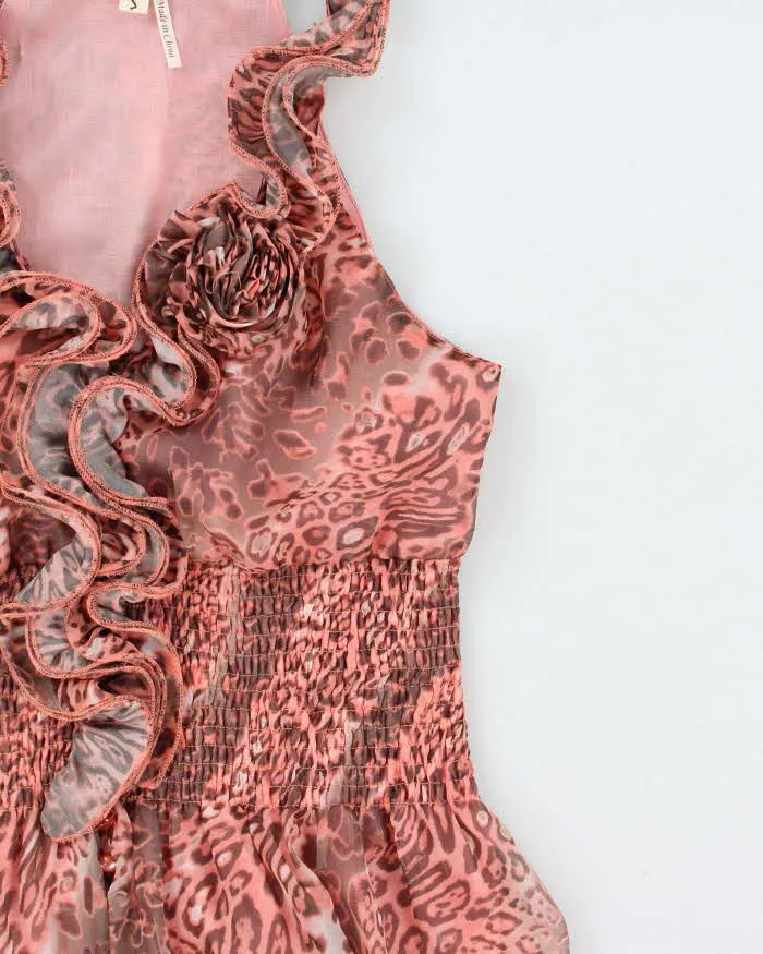 Vintage Y2k 2000s Marineblu Leopard Print Ruffle Shirred Waist Top - S sold by Rokit product image thumbnail 3