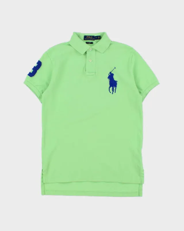 Vintage Polo Ralph Lauren Lime Neon Green Big Pony Custom Fit Short Sleeve Polo Shirt - S made by Ralph Lauren