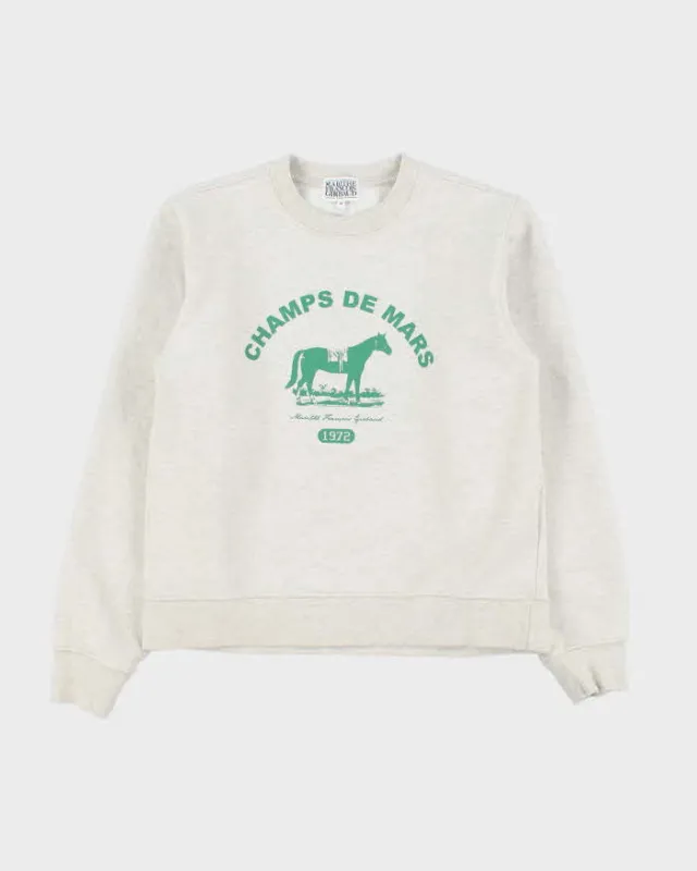 Marithe & Francois Girbaud Women's Marl Grey Heavyweight Champs De Mars Crewneck Sweatshirt - M made by Rokit