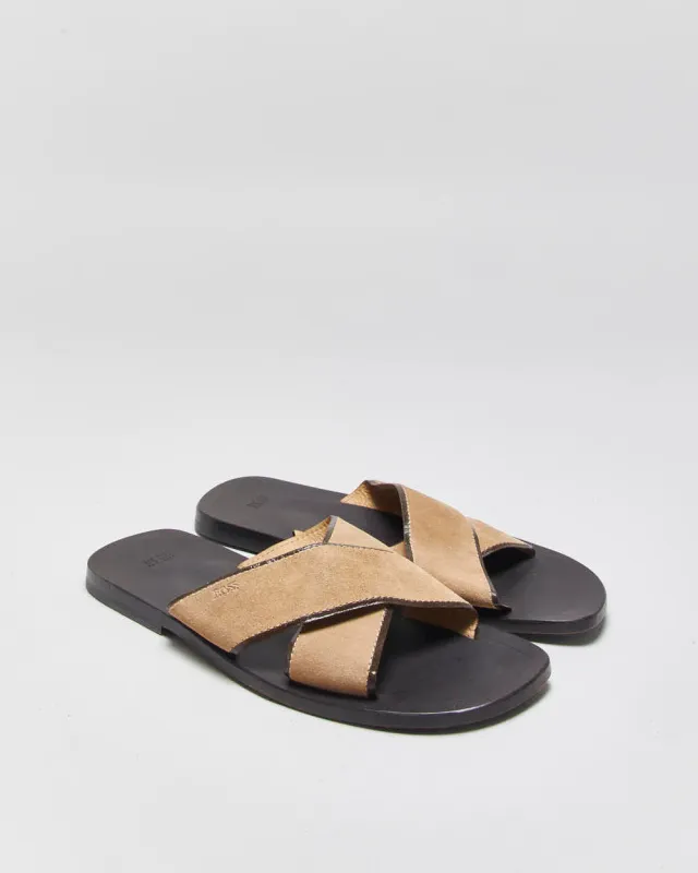 Vintage Hugo Boss Tan Suede Cross-Over Slip On Sandals - UK8 made by Hugo Boss