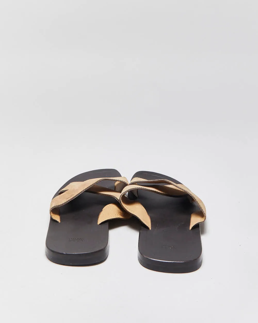 Vintage Hugo Boss Tan Suede Cross-Over Slip On Sandals - UK8 sold by Rokit product image thumbnail 4